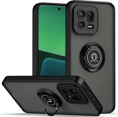 Image de Étui pour Xiaomi 13 étui TPU translucide mat avec porte-anneau et support Noir