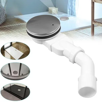Productafbeelding van Afvoerkit voor douchebak, 90mm, sifon met geurafsluiting en haarsieve, extra plat doucheafvoer, chroom afwerking, voorkomt verstoppingen en geurhinder
