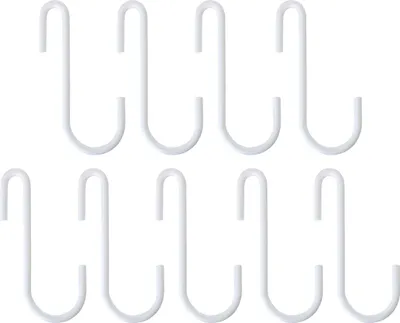 Produktbild von Natural Goods Berlin GARD Kleiderhaken FLAT, S-Kleiderhaken, Garderobenhaken für Stangen und flache Leisten, Weiß, 9 Stück