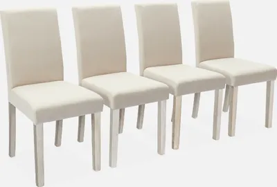 Immagine prodotto di Set 4 sedie in tessuto con gambe in legno, Ecrù