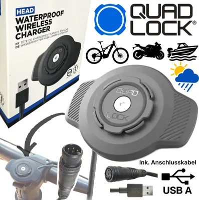 Produktbild von QUAD LOCK Wetterfest Wireless Motorrad ,Fahrrad Ebike Handy Lade Station USB