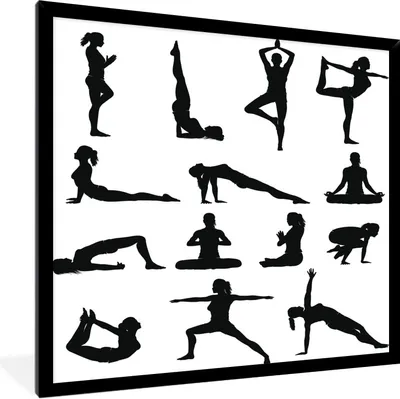 Produktbild von MuchoWow® Gerahmtes Poster Yoga - Frauen - Schwarz 60x80 cm - Poster mit Schwarzem Bilderrahmen Wandposter Rahmen Foto Bilder - Premium - Wanddeko Wohnzimmer
