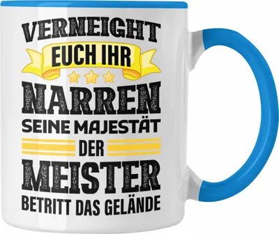 Produktbild von Trendation - Meister Prüfung Bestanden Geschenk Meisterprüfung Tasse Mann Metallbauer Schreiner Dachdecker Maler Elektrotechnik Elektronik (Blau)