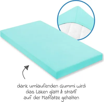Produktbild von Julius Zöllner 8320147600, Bettlaken vorhanden, Baumwolle, 70 x 140 cm, Mintfarbe, Einfarbig, 100% Baumwolle
