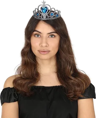 Immagine prodotto di Principessa Fiaba Regina Tiara Magica Corone Blu Shine Per Carnevale Feste Cosplay Adulti Accessori Gioielli Fantasia Reale, Colore: Argento