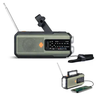 Produktbild von Camping Notfallradio Solar, 5000mAh Akku Solar radio, LED-Taschenlampe, AM FM Wetterfunk, SOS-Alarm, Handkurbel, Powerbank