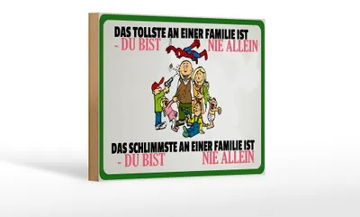 Produktbild von Holzschild Spruch 18x12 cm Familie du bist nie allein