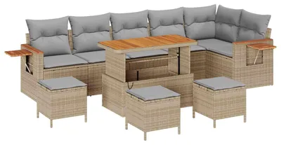 Image de Ensemble de canapé de jardin 10 pcs Beige polyrotin