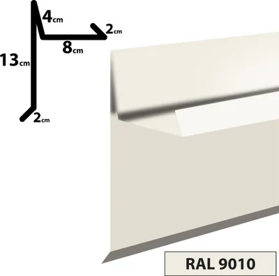 Produktbild von 2m Ortgangblech II Ortblech Windblech pulverbeschichtetes 0,5 Zuschnitt 300mm (20x80x40x140x20) RAL-9010 Weiß