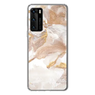 Produktbild von MuchoWow® Handyhülle Schutzhülle Hülle für Huawei P40 Wasserfarbe - Gold - Braun Silikon Softcase Handy Hülle - Handytasche
