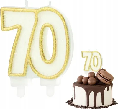 Produktbild von Geburtstagskerze Nummer 70 Gold Metallic Nummer Für Geburtstagsparty