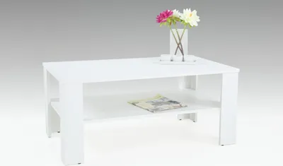 Produktbild von Couchtisch Tisch  Loco 100x60 cm mit Ablageboden Weiss