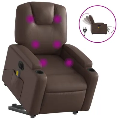 Produktbild von vidaXL Massagesessel mit Aufstehhilfe Elektrisch Braun Kunstleder