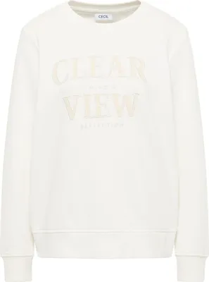 Produktbild von CECIL Sweatshirt 'Sweatshirt mit Wording', B303487, vanilla white, Gr. XXL