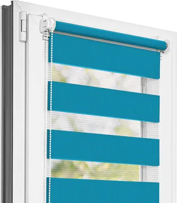 Produktbild von Estika Doppelrollo Klemmfix - 30 x 150 cm - Petrol - Duo Rollo ohne Bohren