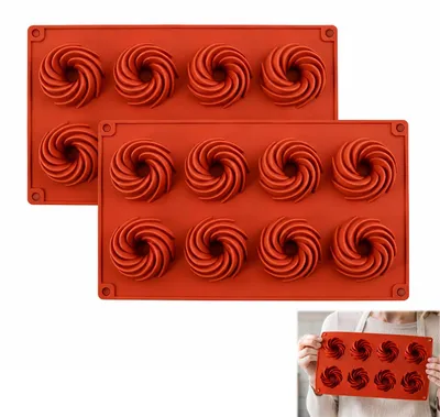 2er-Set Silikon-Backformen, 8 Mulden, 29 cm, antihaftbeschichtet