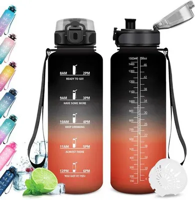 Imagen del producto de Botella reutilizable Ibenzoa® de 1500 ml, fabricada con polipropileno libre de BPA, ligera y a prueba de fugas, ideal para deportes, escuela y uso diario
