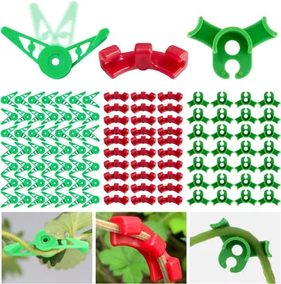 Image de Attaches pour plantes en plastique, 120 pièces, réglables à 360° et 90°, pour plantes grimpantes