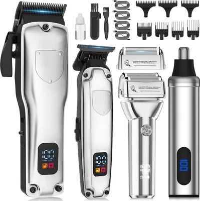 Produktbild von OKWISH 4 in 1 Haarschneider Set Männer ,Haar Trimmer ,Bart Trimmer ,Nase Ohr Trimmer, Professionelle elektrische Rasierapparat ,Rasierer Wiederaufladbare Barbier-Kit