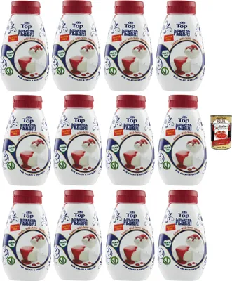 Produktbild von Fabbri top amarena, Gourmet Sauce Topping Amarena Schwarze Kirsche Süß-saure Kirschsauce zum Garnieren und Überziehen von Eis und Desserts 12x 225g + Italian Gourmet polpa 400g
