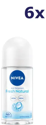 Produktbild von 6x Nivea Deo Roll-on - Fresh Natural 0% 50 ml