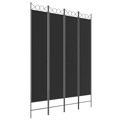 Image de paravent 4 pièces noir 160x220 cm tissu