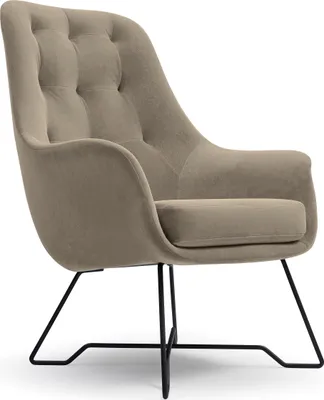 Produktbild von Masseno Polstersessel SEDUTA, Modern Loungesessel ergonomisch, Velours-Stoff Beige