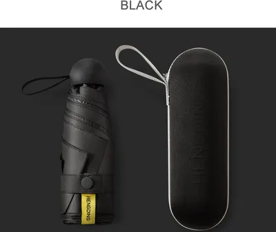 Produktbild von Mini-Regenschirm für Kinder, winddicht, bunt, Taschenschirm, Regen, Frauen, Anti-UV-Sonnenschutz, Sonnenschirm, 6 K, kleine Regenschirme, schwarz
