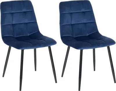 Produktbild von 2er Set Esszimmerstuhl Tilde Samt blau