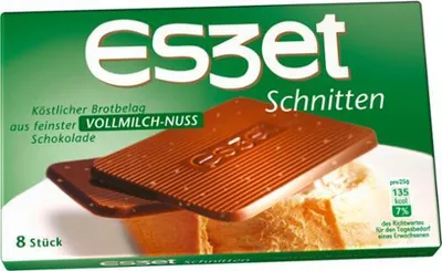 Produktbild von Eszet Schnitten 8 Brotbelag Vollmilch Schokoladentäfelchen Nuss 75g