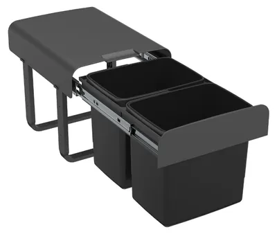 Produktbild von EKOTECH Abfallsammler EKKO 40 mit 30 (2x15) Liter Füllvolumen, Orion Grey, für 40 cm Schrankbreite