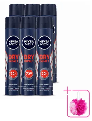 Obrázek produktu pro 6 x NIVEA MEN Antiperspirant ve spreji Dry Impact, 200 ml - Balení po 6 kusech