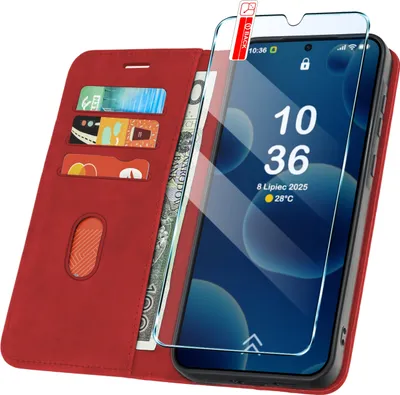 Zdjęcie produktu dla ETUI Z KLAPKĄ do Samsung A56 5G Zamykane Magnetyczne Skórzane Czarne Szkło
