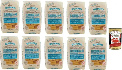 Produktbild von Rummo Pasta Elicoidali n. 49 senza Glutine, gluten free, 100% italienische Pasta nudeln glutenfrei 10x 400g + Italian Gourmet polpa 400g