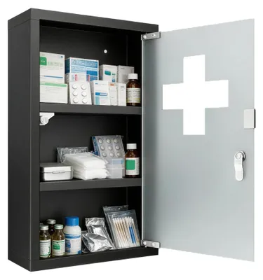 Image de Armoire de rangement médicale en acier inoxydable avec porte en verre