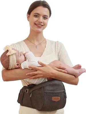 Produktbild von Famanu Babydrager Ergonomisch - Verstellbare Riem und Taschen - Praktische Tragehilfe für 0-20 kg - Grau