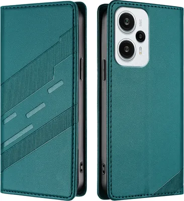 Produktbild von Hülle für Xiaomi Poco F5, Kunstleder Brieftaschen Handyhülle mit Kartenfach und Standfunktion Grün