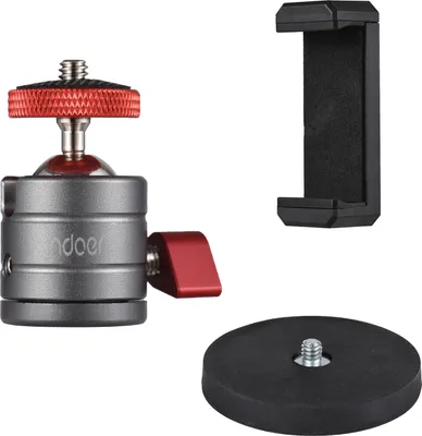 Produktbild von Andoer Mini-Kugelkopf 360¡ã drehbarer Kugelkopf Stativhalterung Aluminiumlegierung mit Magnetfuss Telefonhalter Ersatz fuer iPhone 14/13/12/11 Huawei Samsung Smartphone