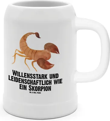 Produktbild von Mr. & Mrs. Panda Humpen Sternzeichen Skorpion - Weiß - Geschenk, Tonkrug, Bierbecher, Geburtstag Oktober, Krug, Bier Seidel, Skorpione, November