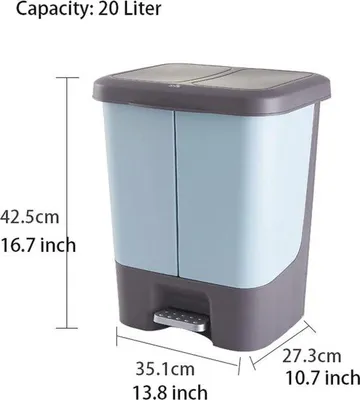 Immagine prodotto di Cestini rettangolari con coperchio - Cestino a pedale per interni ed esterni - 20 litri