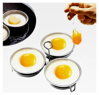 Produktbild von Eierpochierer aus Edelstahl, Eierkocherringe für Frühstück, 3 Eierbecher