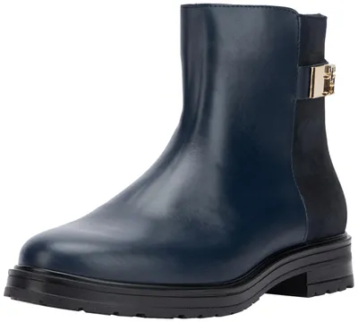 Image de Botte basse pour femmes Tommy Hilfiger, en cuir, couleur cognac (marron), taille 36