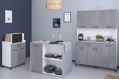 Produktbild von Parisot Küchenschrank Set 3-tlg. "Malice" in Beton grau und weiß Küche