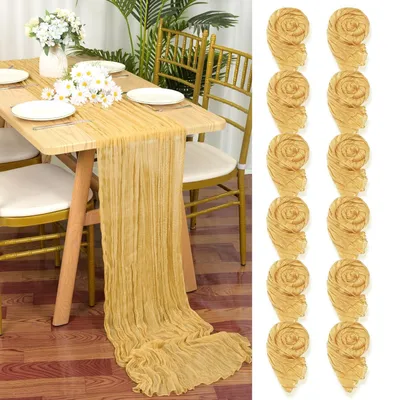 Imagen del producto de Solidchoice - 12 manteles individuales dorados para bodas - 55 x 300 cm