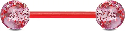 Produktbild von viva-adorno Barbell Piercing Stab Zungenpiercing Kunststoff Glitter Glitzer Kugeln Kunststoff verschiedene Farben Z314,Rot
