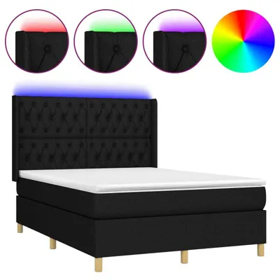 Produktbild von vidaXL Boxspringbett mit Matratze & LED Schwarz 140x200 cm Stoff