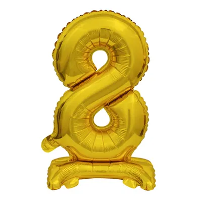 Immagine prodotto di amscan® 9910076 Palloncino in foil mini numero 8 - 15 x 38 cm, con supporto, oro