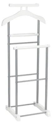 Produktbild von Herrendiener ASSAM in weiß mit Ablage, Stummer Diener, praktische Kleiderablage, moderner Kleiderständer mit Metallgestell