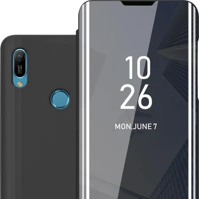 Obrázek produktu pro Cadorabo pouzdro na mobilní telefon pro Huawei Y6 2019 v černém krytu zadní kryt ochranný kryt kniha pouzdro booklet