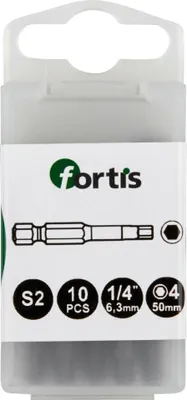 Imagen del producto de Fortis 4317784728904, 10 unidades, Hexagonal, 1/4", 50 mm